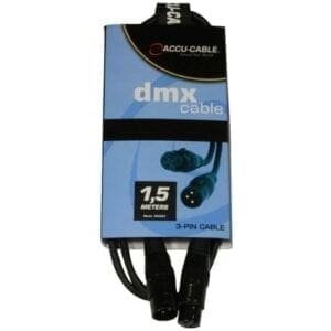 Accu-Cable DMX kabel met 3-pins XLR connectoren, 1,5 meter