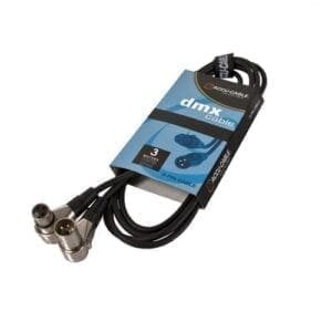Accu-Cable DMX kabel met haakse 3-pins XLR connectoren, 1,5 meter