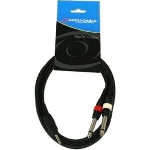 Accu-Cable 3,5mm Mini-Jack Stereo - 2 x 6,3mm Jack Mono, 1,5 meter
