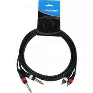Accu-Cable 2 x RCA (tulp) - 2 x 6,3mm Jack mono verloopkabel 1,5 meter