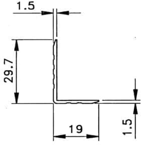 Hoekprofiel 30 x 20mm, r2, gegroefd, 1,5mm dik (stuk van 1.70 mtr)