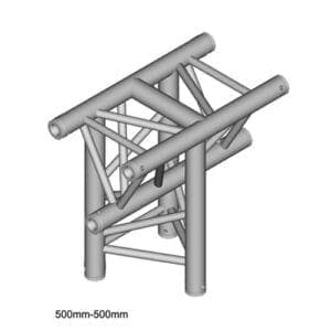 Duratruss DT 33 T35-T 3-weg truss koppelstuk, Recht Apex Down + Omlaag