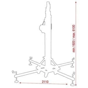 Showtec LTB-300/6 Wind-Up Statief, 1,92 - 6,10 meter, max. 300 kg-22084