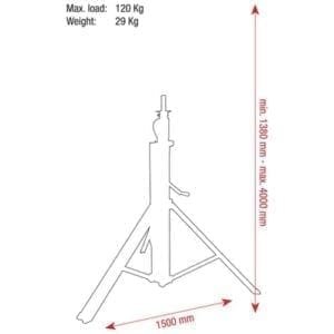 Showtec Pro 4000 Wind-Up statief, max. 400 cm / 120 kg-22808
