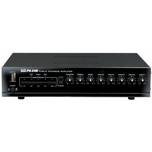 DAP PA240, 100 Volt Horeca installatie, 4 zones, 4 mic, 1 aux, tone chime _Uit assortiment J&H licht en geluid DAP PA240, 100 Volt Horeca installatie, 4 zones, 4 mic, 1 aux, tone chime _Uit assortiment J&H licht en geluid