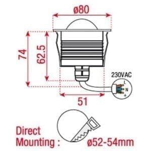 Artecta Rhodos-1WW - Inbouw LED muurspotje met een 3W warm witte LED-26447