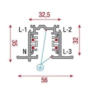 Artecta 3-phase 1500 mm track, 250v 16a