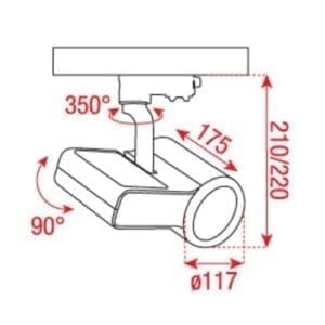 Artecta Monza-20W - Plafondspotje met een 3-fase track adapter, wit