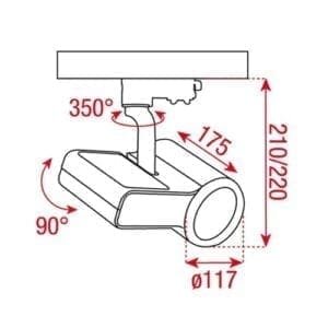 Artecta Monza-20S - Plafondspotje met een 3-fase track adapter, zilvergrijs