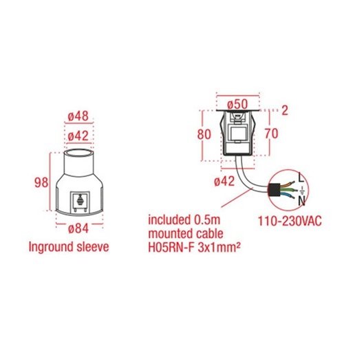 Artecta Miami-T3SQ WW a-symmetric – LED grondspotje met een 2W warm witte LED _Uit assortiment J&H licht en geluid 6 Artecta Miami-T3SQ WW a-symmetric – LED grondspotje met een 2W warm witte LED _Uit assortiment J&H licht en geluid 6