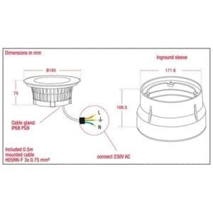 Artecta Utah-T12R WW symmetric - LED grondspot met een 12 1W warm witte LED's-27265