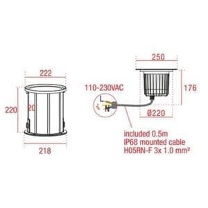Artecta Stavanger-250 WW - LED grondspot met een 25W warm witte LED (IP67)-27294