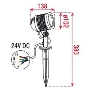 Artecta Essex-IV-10RGB - LED tuinspot met 5 2W RGB LED's-27387