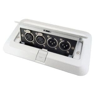 DMT PMP-4 Pop-up Multimedia paneel – 2 x XLR M (mannelijk) , 2 x XLR F (vrouwelijk) Aansluitpanelen J&H licht en geluid