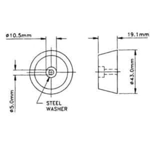 penn Elcom rubber voetje 38x20mm, stalen ring