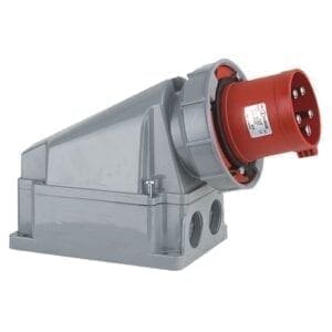 Showtec CEE 5-polige 63A male wandcontactdoos rood