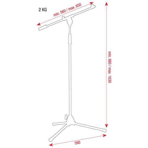 DAP inklapbaar microfoonstatief 160cm met verstelbare arm zwart _Uit assortiment J&H licht en geluid 3 DAP inklapbaar microfoonstatief 160cm met verstelbare arm zwart _Uit assortiment J&H licht en geluid 3