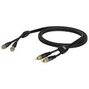 DAP 2 x RCA male – 2 x RCA female Coax kabel 6mm (10 meter) _Uit assortiment J&H licht en geluid