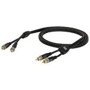 DAP 2 x RCA male – 2 x RCA female Coax kabel 6mm (3 meter) _Uit assortiment J&H licht en geluid