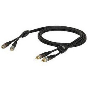DAP 2 x RCA male – 2 x RCA female Coax kabel 6mm (6 meter) _Uit assortiment J&H licht en geluid
