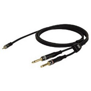 DAP 3-pins miniJack male – 2 x 2-pins Jack male Coax kabel 6mm (3 meter) _Uit assortiment J&H licht en geluid