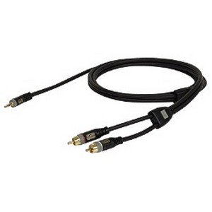 DAP 3-pins miniJack – 2 x RCA Coax kabel 6mm (3 meter) _Uit assortiment J&H licht en geluid