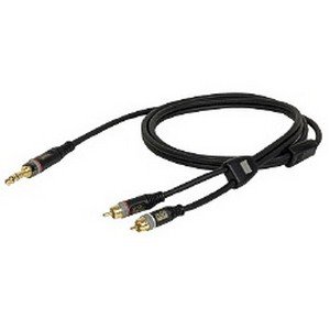 DAP 1 x 3-pins Jack – 2 x RCA male (L+R) Coax kabel 6mm (0,75 meter) _Uit assortiment J&H licht en geluid