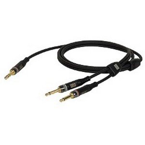 DAP 1 x 3-pins Jack – 2 x 2-pins Jack (L+R) Coax kabel 6mm (0,75 meter) _Uit assortiment J&H licht en geluid