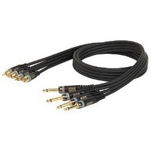 DAP 4-way 2-pins Jack male – RCA male Coax kabel 6mm (10 meter) _Uit assortiment J&H licht en geluid