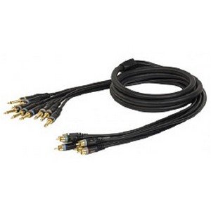 DAP 8-way 2-pins Jack – RCA male ongebalanceerde kabel 6mm (3 meter) _Uit assortiment J&H licht en geluid