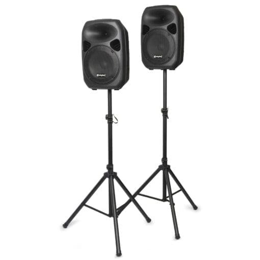 SkyTec	SPS122 Actieve Speakerset 12″ incl. Stands en Kabel _Uit assortiment J&H licht en geluid 7