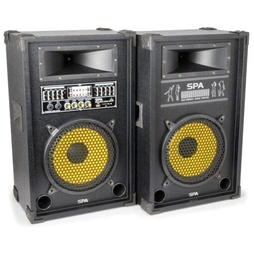 SkyTec SPA1000Y PA Actieve Speakerset 10″ SD/USB/MP3 _Uit assortiment J&H licht en geluid