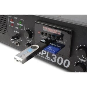 SkyTec SPL 300VHFMP3 Versterker Amber LED + EQ Zwart-33522