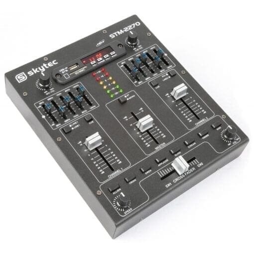SkyTec STM2270 4-Kanaals Mixer Geluidseffecten SD/USB/MP3/BT _Uit assortiment J&H licht en geluid