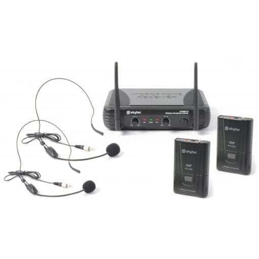 SkyTec STWM712H 2-kanaals VHF Draadloos Microfoonsysteem met headsets _Uit assortiment J&H licht en geluid
