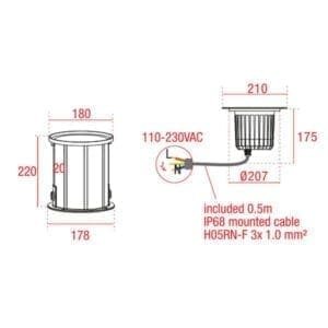 Artecta Stavanger-210 WW - LED grondspot met een 18W warm witte LED (IP67)-34210