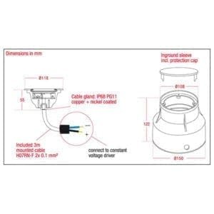 Artecta Salzburg-T3R WW symmetric - Inbouw onderwaterspot met 3 2W warm witte LED's-34282