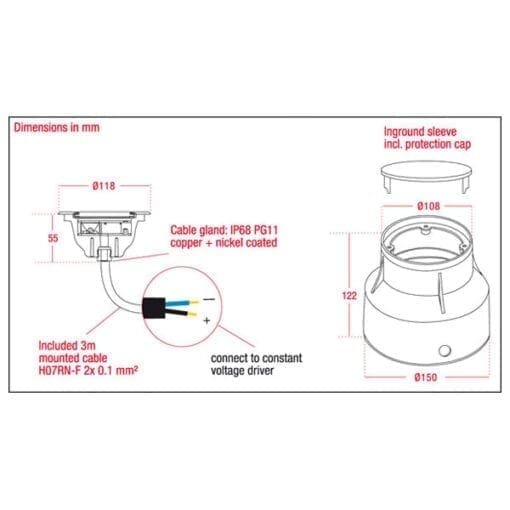 Artecta Salzburg-T3R WW symmetric – Inbouw onderwaterspot met 3 2W warm witte LED’s _Uit assortiment J&H licht en geluid 4