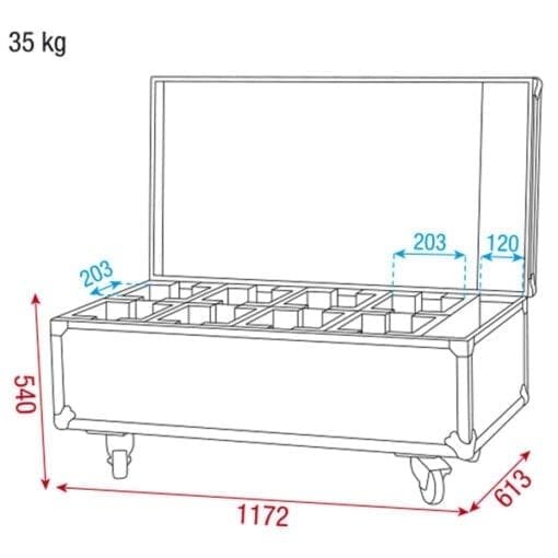 DAP Premium Line flightcase voor 8 Showtec Nanoq 12 Q4 RGBW LED spots _Uit assortiment J&H licht en geluid 5