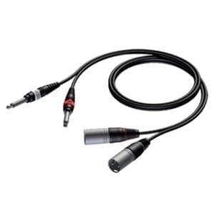 Procab CAB708, 2 x XLR male naar 2 x JACK 6,3 mono, 3.0 meter