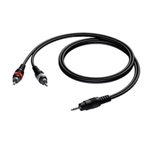 Procab CAB711 mini JACK 3,5 mm stereo naar 2 x RCA male, 10.0 meter _Uit assortiment J&H licht en geluid