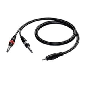 Procab CAB713 mini JACK 3,5 mm stereo naar 2 x JACK mono, 1.5 meter