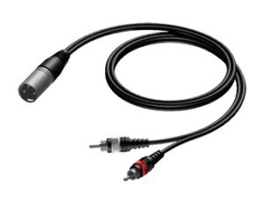 Procab CAB703, 1 x XLR male naar 2 x RCA male, 10.0 meter