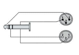Procab CAB709, 1 x JACK 6.3 stereo naar 1 x XLR male en 1 x XLR female, 3.0 meter-35100