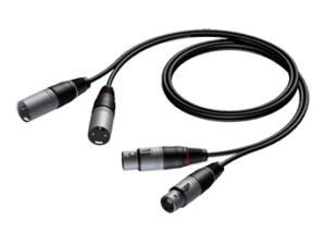 Procab CAB710, 2 x XLR male naar 2 x XLR female, 3.0 meter