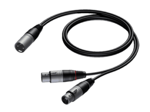 Procab CAB736, 1 x XLR male naar 2 x XLR female, 1.5 meter