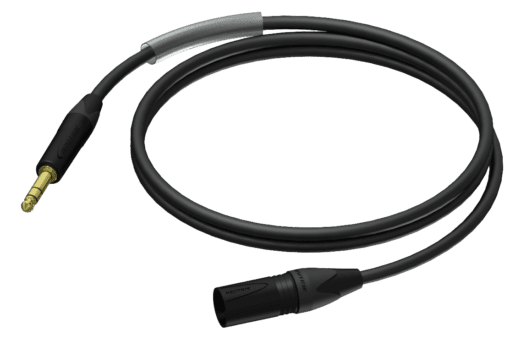 Procab CAB724, XLR male naar Jack stereo 6.3 mm, 3.0 meter _Uit assortiment J&H licht en geluid