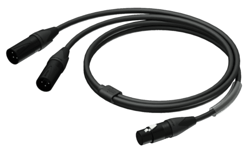 Procab PRA735, 1 x XLR female naar 2 x  XLR male, 1.5 meter _Uit assortiment J&H licht en geluid