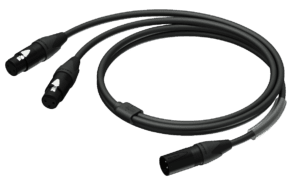 Procab PRA736, 1 x XLR male naar 2 x XLR female, 1.5 meter