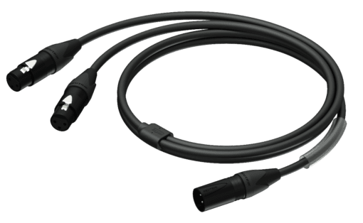 Procab PRA736, 1 x XLR male naar 2 x  XLR female, 1.5 meter _Uit assortiment J&H licht en geluid